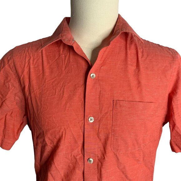 Van Heusen Air Button Up Short Sleeve Shirt S Red Pocket Cotton Blend Collared - Picture 2 of 6